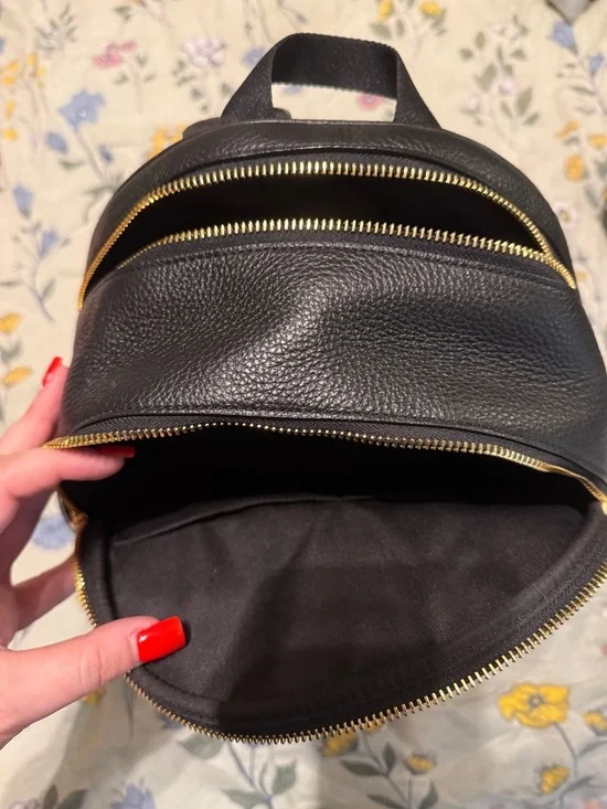 COACH Black Pebbled Leather Backpack with Gold Hardware - Picture 6 of 6